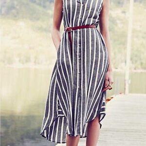 Vintage Anthropology HOLDING HORSES Black and White Striped Dress